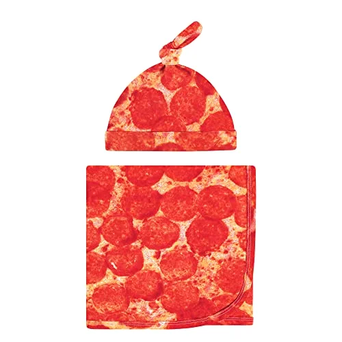 Touched by Nature Swaddle Blanket and Headband or Cap in Pizza
