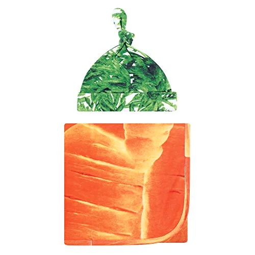 Touched by Nature Swaddle Blanket and Headband or Cap in Carrot