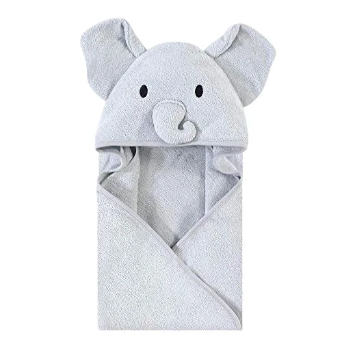 Touched by Nature Animal Face Hooded Towels in Gray Elephant