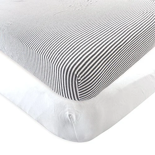 Touched by Nature Crib Sheet in White Heather Charcoal