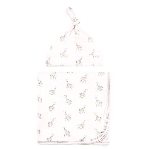 Touched by Nature Swaddle Blanket and Headband or Cap in Little Giraffe